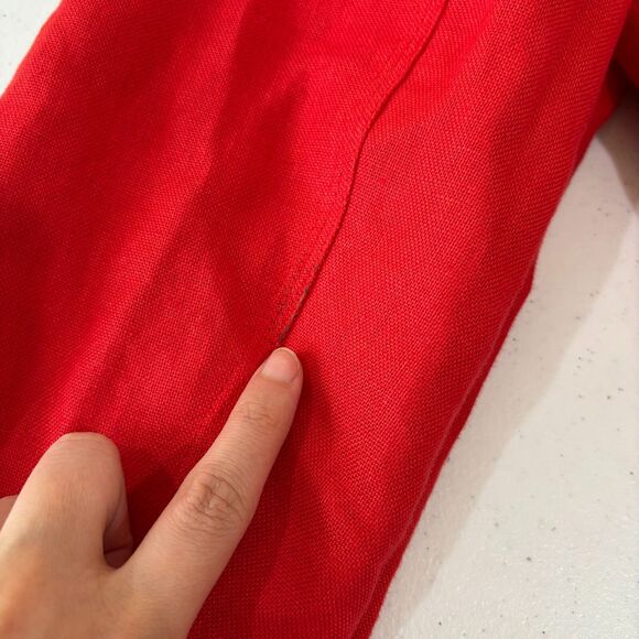 VTG Talbots Irish Linen Blazer Jacket Red 8 Career Lightweight Spring Classic - Picture 8 of 9